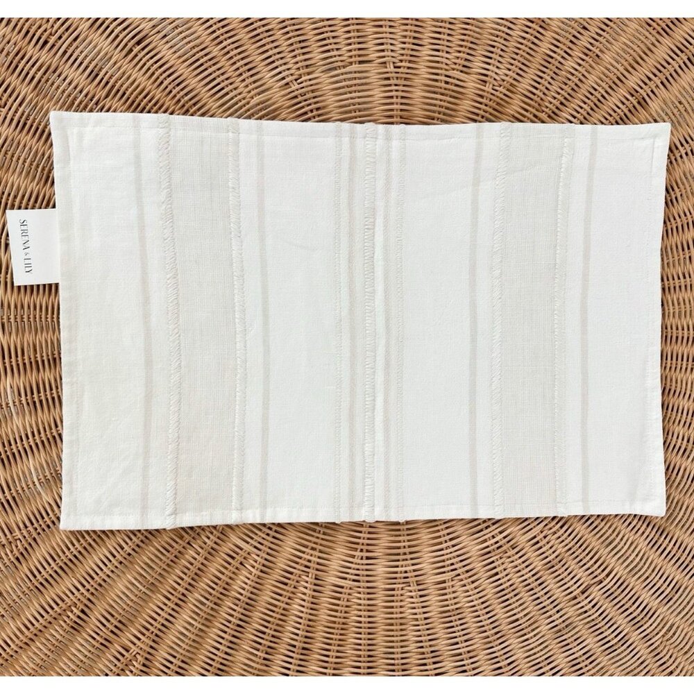 NEW Serena & Lily Milos Pillow Cover (14”x22”)-Canvas Beige/White